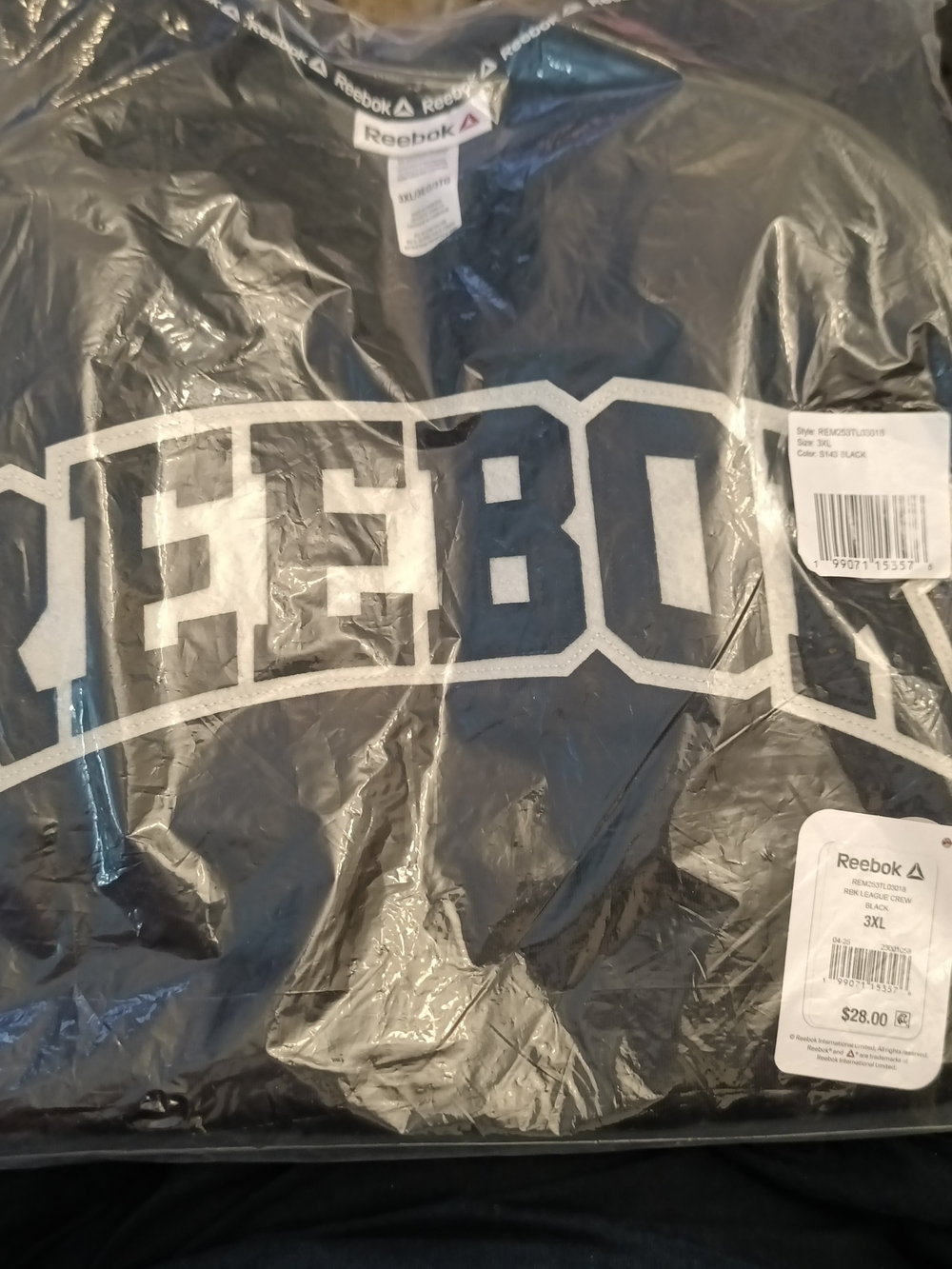 Reebok Men's Black Graphic Crewneck Sweatshirt New 3XL